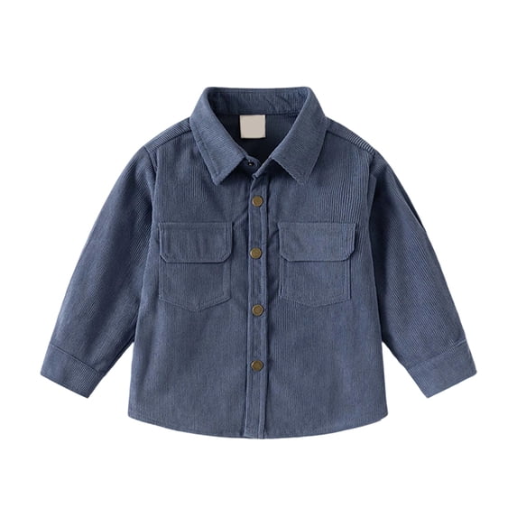 TBWNWG Boys Corduroy Shirt Jacket Long Sleeve Casual Open Front Collar Top for Toddler Kids Youth,Sizes 8-9 Years