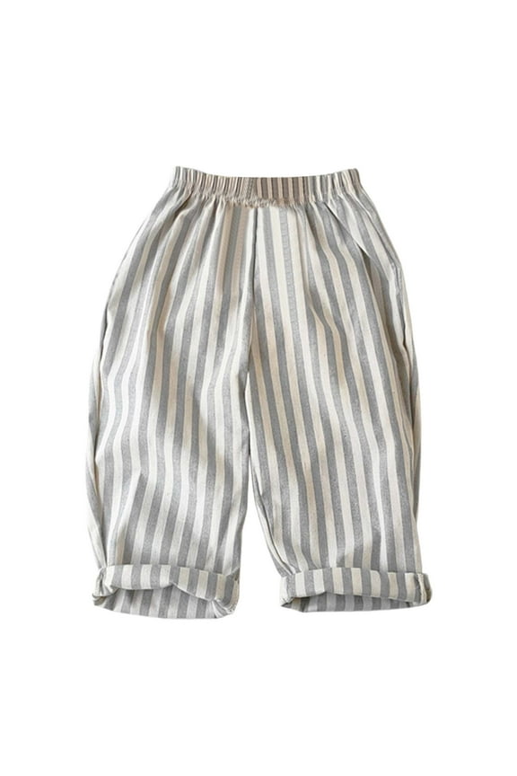 Boys' Cotton Linen Harem Bloomers Pants for Baby Toddler Striped Bloomer Elastic Basic Harem Pants,Size 18-24 Months