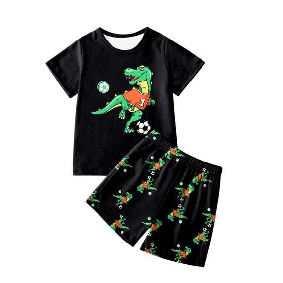 TBWNWG Boys Dinosaur Pajamas,Boys' Two Piece Sleepwear Top and Bottom Pajama Set Sizes 7-8 Years