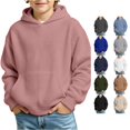 thumbnail image 1 of TBWNWG Boys Girls Casual Solid Knit Long Sleeve Hooded Sweatshirt with Pockets Textured Outdoor Jacket for Youth Pullover Warm Top, 1 of 4