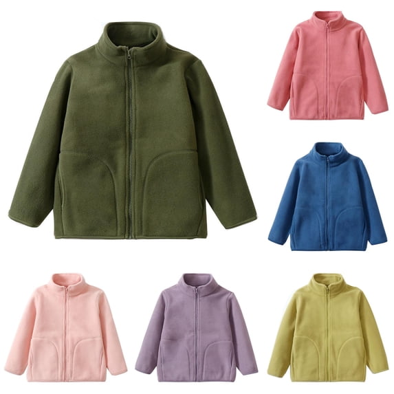 TBWNWG Boys Girls Jacket Solid Stand Collar Zip Up Warm Outerwear for School Daily Casual Autumn Winter Toddler Youth Coat