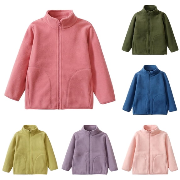 TBWNWG Boys Girls Jacket Solid Stand Collar Zip Up Warm Outerwear for School Daily Casual Autumn Winter Toddler Youth Coat