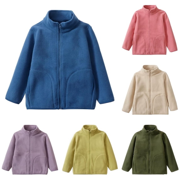 TBWNWG Boys Girls Jacket Solid Stand Collar Zip Up Warm Outerwear for School Daily Casual Autumn Winter Toddler Youth Coat