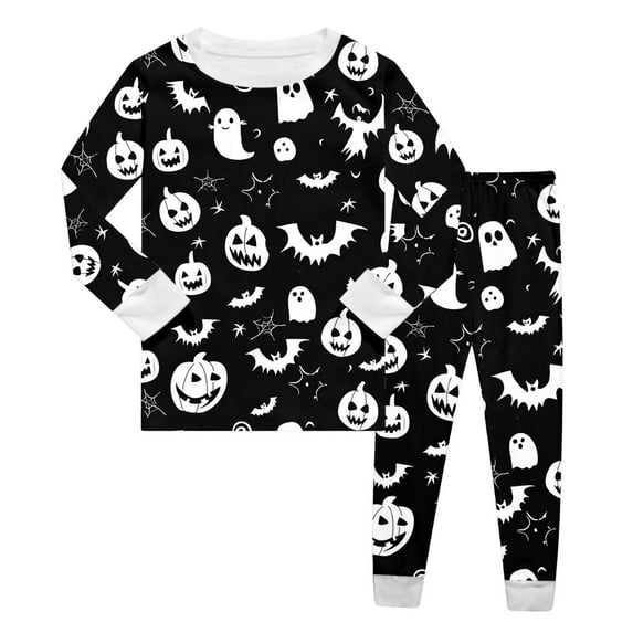 TBWNWG Boys Outfits & Set Comfortable Halloween Pajama Set with Long Sleeve and Pants Ideal for Toddler Kids 2-8 Years for Autumn Winter Holiday Celebrations,Sizes 5-6 Years