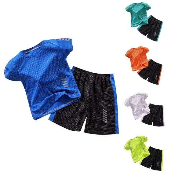 TBWNWG Boys Outfits&Set Kids Sports Shorts Sets for Play with Quick-Dry Tracksuit 2-Piece Basketball Performance Tank Top and Mesh Shorts