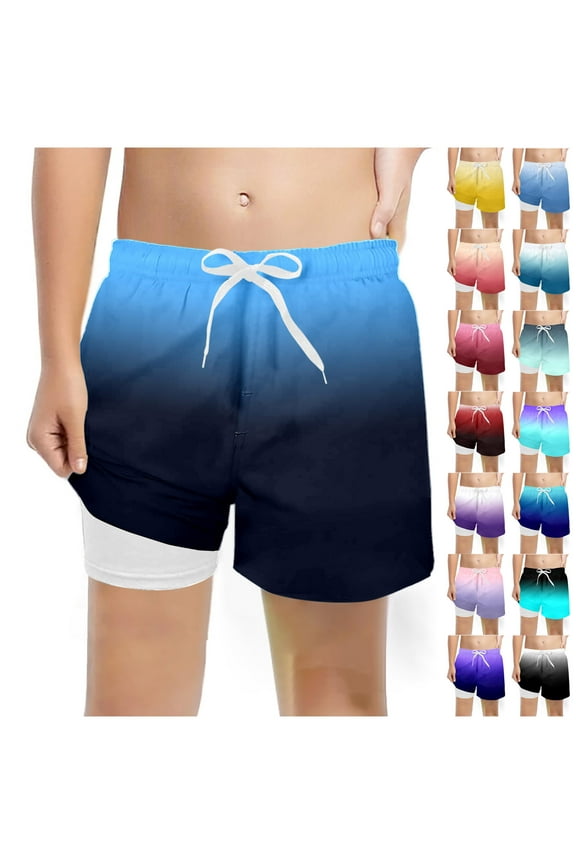Boys Pants Casual Fashion Swim Trunks with Compression Liner Stretch Swim Shorts for Active Boys,Sizes 14-16 Years