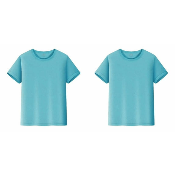 TBWNWG Boys' Short Sleeve Mesh T-Shirt 2PC,Light Blue 2PCS,Size 2XL