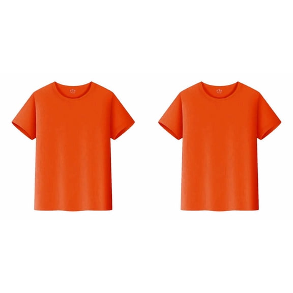 TBWNWG Boys Short Sleeve Shirts Kids Summer Crewneck T-Shirts Casual Tops Tees,Orange 2PCS,Size M