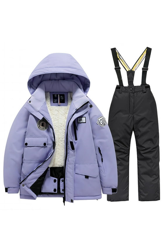 Boys Snow Wear Children's Ski Suit Pocket Jacket and Pants Winter Windproof Snowboarding Unisex Kid Warm Snow Suits for Cold Weather and Comfort for 6-8 Years