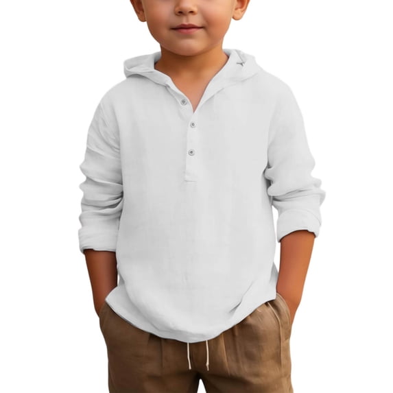 TBWNWG Boys Summer Shirt Long Sleeve Button Down Beach Top Breathable Solid Color Casual Wear for Youth Children,Sizes 12-13 Years
