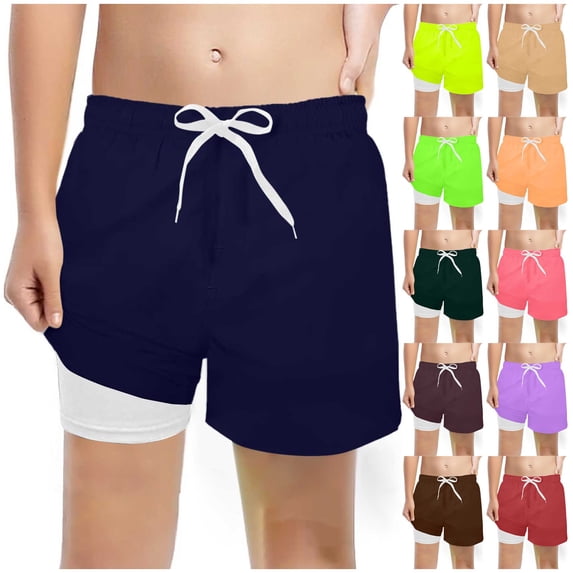 TBWNWG Boys' Swimwear,Boys Fashion Solid Swim Trunks with Liner Stretch Swim Shorts for 5-6 Years