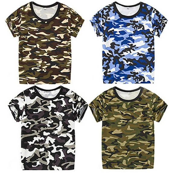 TBWNWG Boys Tops Boy T Shirt Camo Short Sleeve Tee Shirts for Active Kids from 2 to 14 Years - Stylish and Comfortable Everyday Wear for Boys and Girls,Sizes 2-3 Years