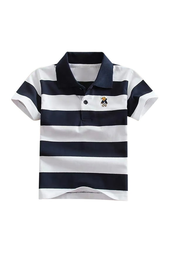 Boys Tops Kids Short Sleeve Striped Shirt Button Closure Fashion Comfortable Soft Fabric for Boys Girls,Sizes 7-8 Years