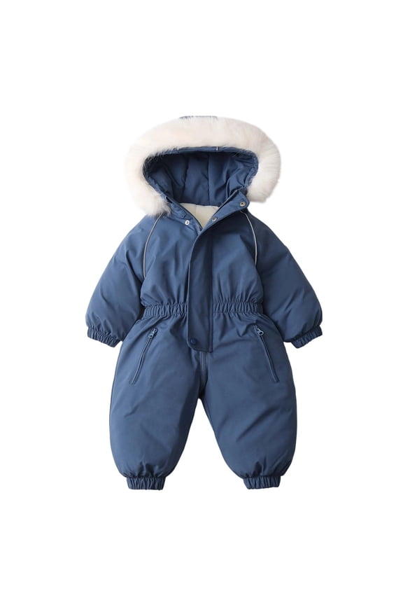 Boys Winter Snowsuit Romper for Cold Weather Adventures Insulated Heavyweight Two-Tone Ski Jumpsuit with Windproof Fabric for Daily Outdoor Play Durable Cold-Weather Outfit,Sizes 3-4 Years
