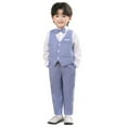 thumbnail image 1 of TBWNWG Boys formal Outfit Boys Vest Suits 3 Piece Outfit Tuxedo Set for Kids formal Suit (Blue,Sizes 9-10 Years), 1 of 9