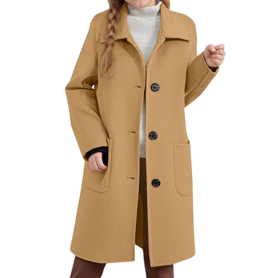 TBWNWG Classic Timeless Trench Coat For Girls Lapel Collar Long Outerwear School Casual Wear Jacket,Sizes 4-5 Years