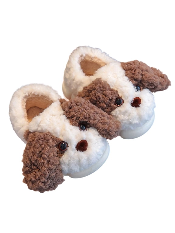 Cozy Winter Slippers for Kids - Adorable Dog-Shaped Design for Indoor Comfort Suitable for Young Children,Sizes 9.5-10 Years
