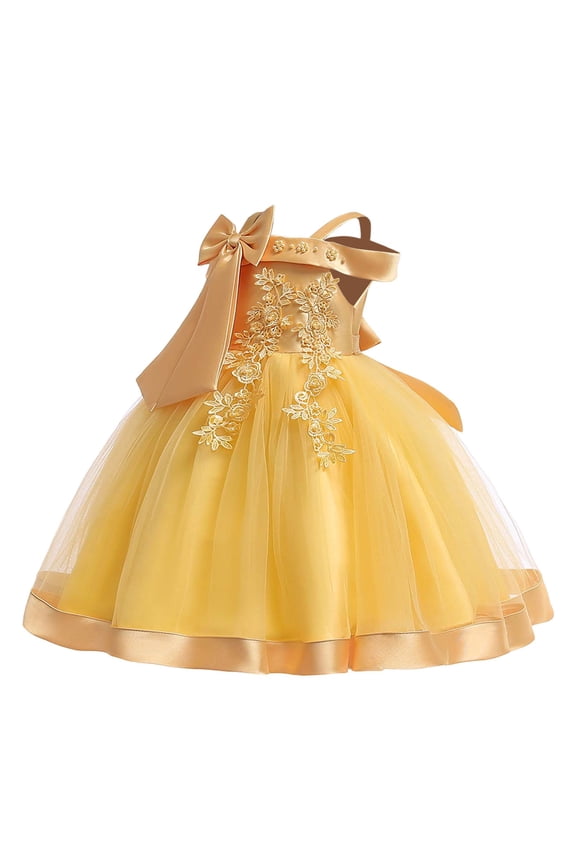 Dress for Baby Girl,Little Girls' Off Shoulder Princess Pageant Dress for Stage Performances,Size 5-6 Years