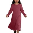 thumbnail image 1 of TBWNWG Elegant Floral Lace Hem Round Neck Pure Color Party Gown Dress For Girls Celebrations And Special Events,Size 7-8 Years, 1 of 4