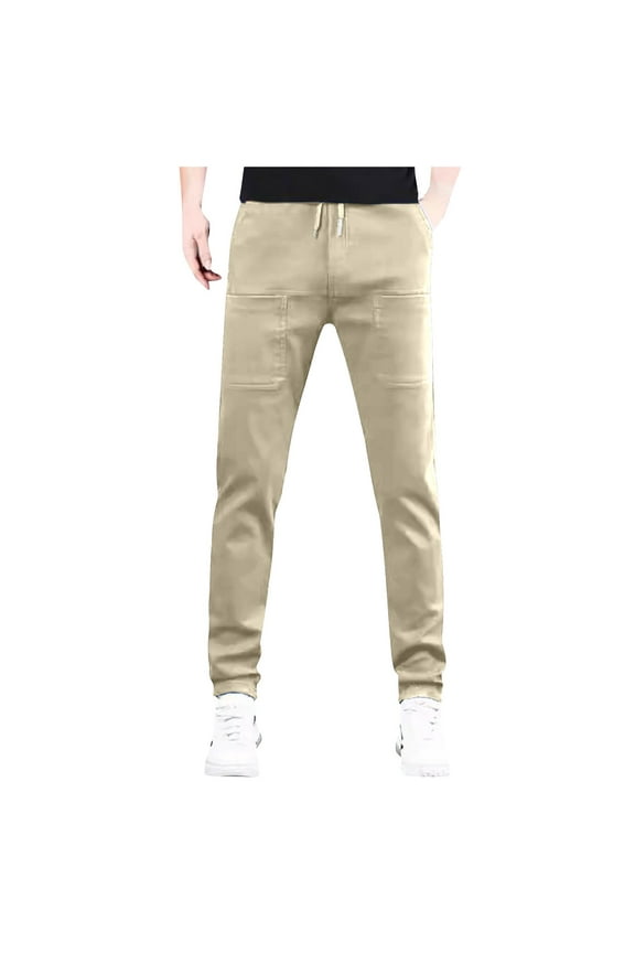 European Solid Color Splicing Pocket Elastic Straight Leg Pants For Men Casual Loose Trend Foreign Trade Sports Pants,Sizes XL