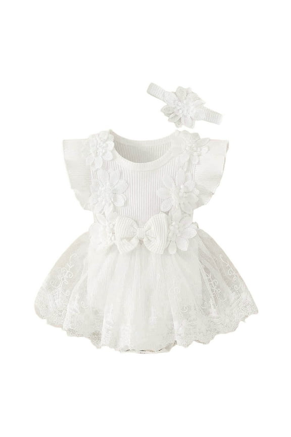 Fairy Dress Baby, Baby Girl Romper Dress Fly Sleeve Mesh Tutu Dress,Size 6-12 Months