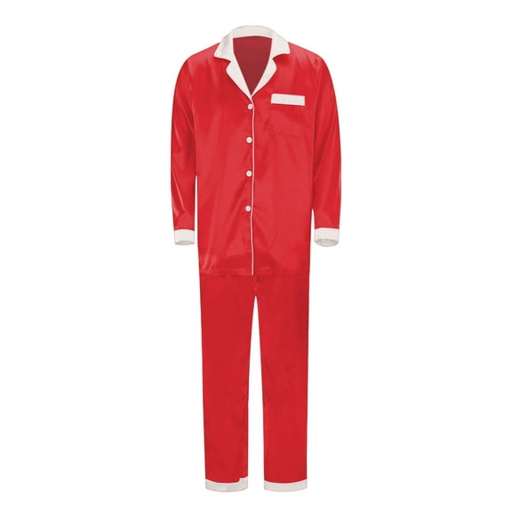 TBWNWG Family Matching Silk-Like Long Sleeve Sleepwear Pajama Sets Cozy Holiday Outfits for Men,Size M