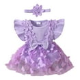 thumbnail image 1 of TBWNWG First Birthday Outfit Girl 3D Butterfly Applique Summer Fly Sleeve Romper,Size 12-18 Months, 1 of 8