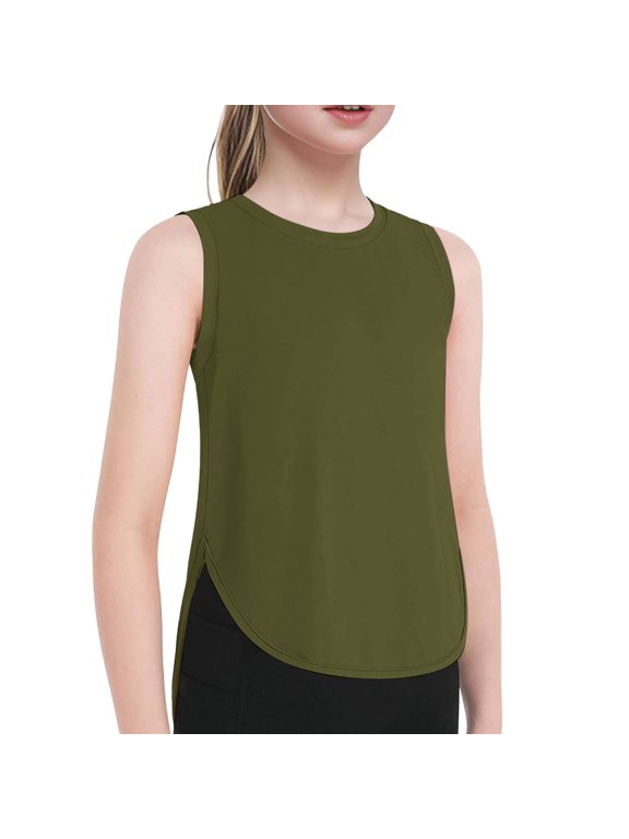 Girls Athletic Tank,Girls Summer Sleeveless Vest Top for Everyday Wear Comfortable Casual,Sizes 11-12 Years