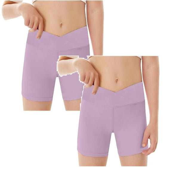 TBWNWG Girls Bike Shorts,Girls Athletic Shorts Slim V Waist Shorts 2PCS,Sizes 4-5 Years