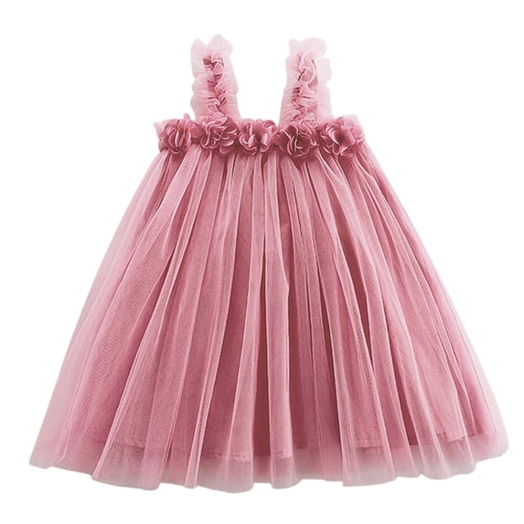 TBWNWG Toddler Girls Holiday Party Dress Sleeveless Mesh Flower for Dance Celebration and,Sizes 18-24 Months