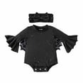 thumbnail image 1 of TBWNWG Girls Bodysuits Halloween Bat Long Sleeve Romper with Headband Soft Stretchy Outfit for and Toddlers 1 to 18 Months,Sizes 12-18 Months, 1 of 9