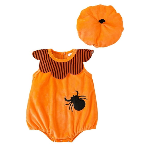 TBWNWG Girls Bodysuits for Kids - Boys Girls Sleeveless Halloween Cartoon Romper Bodysuits Hat Set,Sizes 0-3 Months