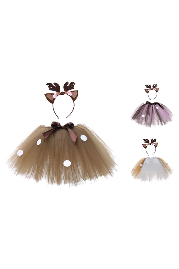 Girls Carnival Deer Tutu Skirt for Party Dress Cartoon Mesh Short Skirt for Kids Fashionable Playwear Everydaywear
