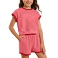 thumbnail image 1 of TBWNWG Girls Casual Summer Two Piece Set for Kids Loose Side Opening Shirt and Cycling Shorts for Everyday Play and School Year 5-14,Size 9-10 Years, 1 of 4