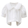 thumbnail image 1 of TBWNWG Girls Casual Tops for Kids Stylish Summer Blouse with Collar Schoolwear Comfortable Daily Top for Toddlers,for 5-6 Years, 1 of 3