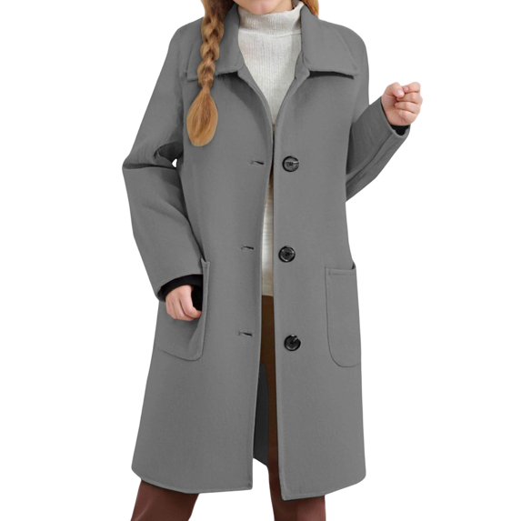 TBWNWG Classic Timeless Trench Coat For Girls Lapel Collar Long Outerwear School Casual Wear Jacket,Sizes 4-5 Years