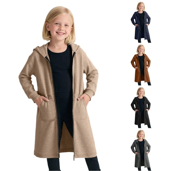 TBWNWG Girls Cozy Lined Zip Up Hoodie for Autumn Winter Girls Long Sleeve Jacket for Outdoor Daily School Soft Warm Outerwear