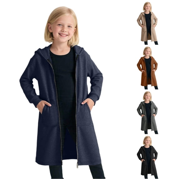 TBWNWG Girls Cozy Lined Zip Up Hoodie for Autumn Winter Girls Long Sleeve Jacket for Outdoor Daily School Soft Warm Outerwear