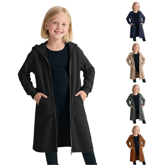 TBWNWG Girls Cozy Lined Zip Up Hoodie for Autumn Winter Girls Long Sleeve Jacket for Outdoor Daily School Soft Warm Outerwear