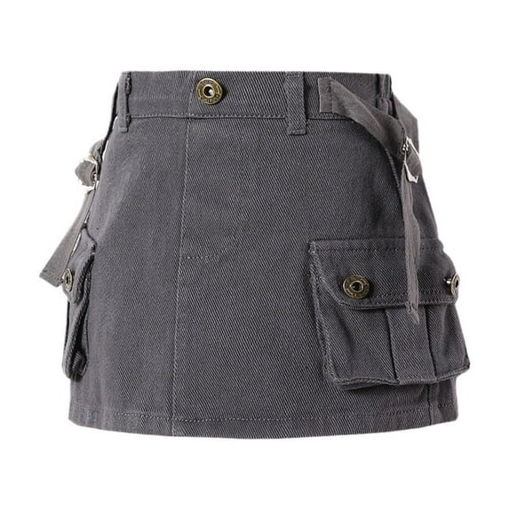 TBWNWG Girls Denim Cargo Skirt Low Waist Solid Color Casual Short Jean Skirt for Teen Youth,Sizes 11-12 Years