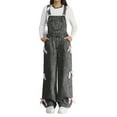 thumbnail image 1 of TBWNWG Girls Denim Overalls Snowflake Washed Wide Leg Jumpsuit With Decorative Bow Casual Fashion Outfit For Teenage Youth Size 10-11 Years, 1 of 6