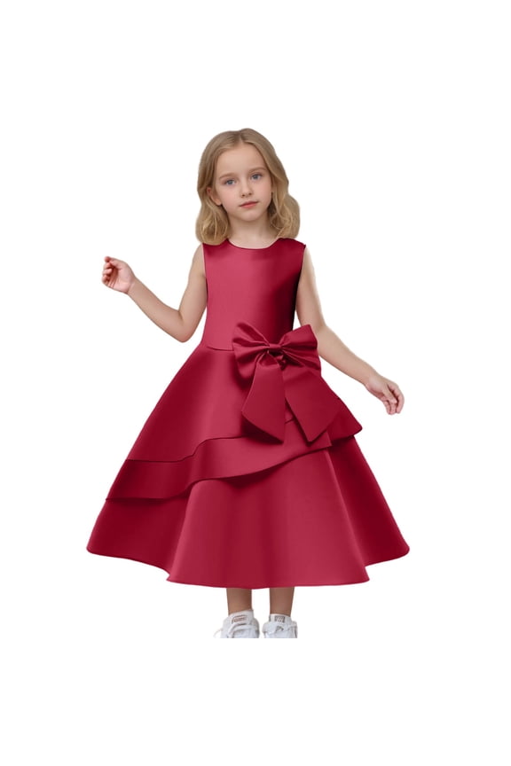 Girls' Dresses Baby Girls' Bow Princess Dress Mid Length Casual & Party Gown,Size 4-5 Years
