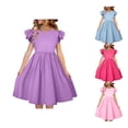 thumbnail image 1 of TBWNWG Girls Dresses Lightweight Summer Crew Neck Ruffle Sleeve Dress for Kids Flutter Sleeve Casual Party Outfit for Girls, 1 of 6