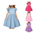 thumbnail image 1 of TBWNWG Girls Dresses Lightweight Summer Crew Neck Ruffle Sleeve Dress for Kids Flutter Sleeve Casual Party Outfit for Girls, 1 of 6
