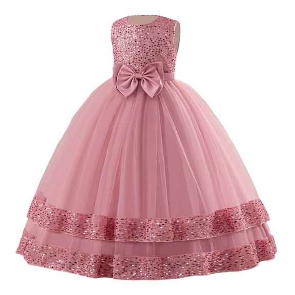 TBWNWG Girls Dresses Long Sleeve Party Dress for Birthday Pageant & Stage Performance,Size 9-10 Years