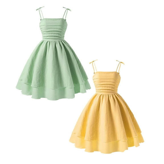 TBWNWG Girls Dresses Sleeveless Strappy Casual Elastic Comfortable Outdoor Play Outfit,Size 12 Years