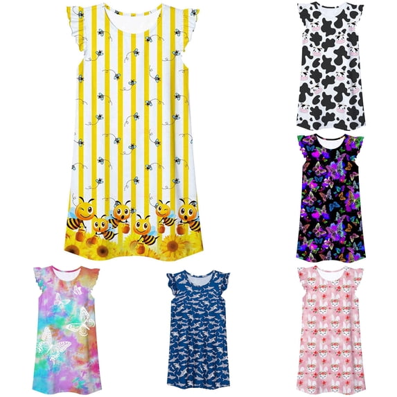 TBWNWG Girls Dresses for Girls - Playful Casual Gown for Toddlers and Kids Stylish Everyday Wear Dress Up Outfit Lightweight Comfort and Flowy