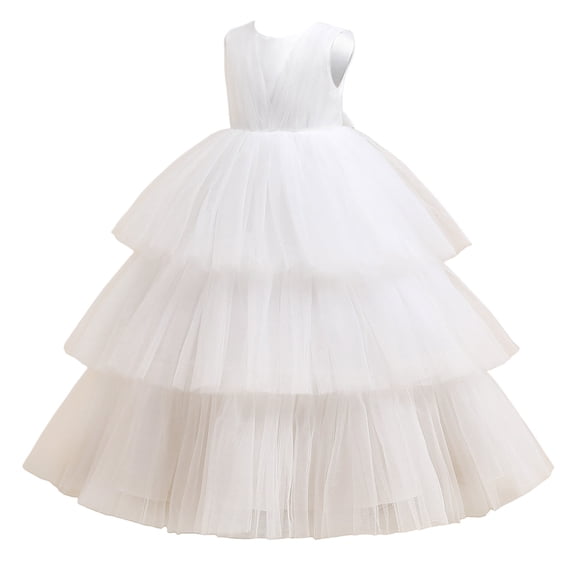 TBWNWG Girls Fashion Sleeveless Cake Tiered Party Performance Dress for,Sizes 10-12 Years