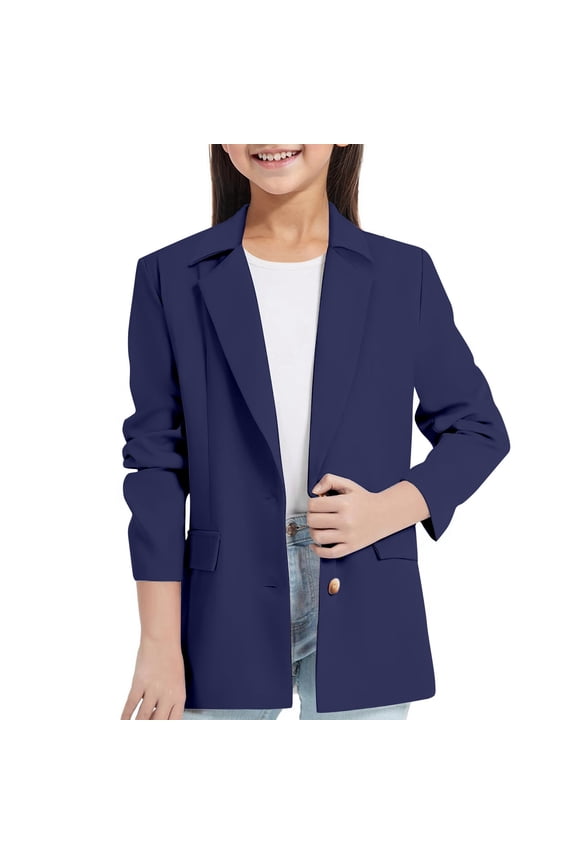 Girls Jacket Long Sleeve Notched Collarss/Lapel Collarss with Inner Pocket Girls Tuxedo(Sizes 5-6 Years)