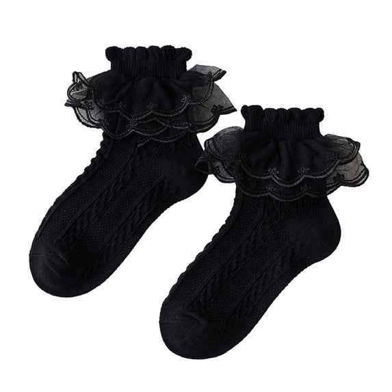 TBWNWG Girls Lace Stockings for Dance and Everyday Wear Soft Breathable Stretchable Childrens Ankle Socks for Spring and Autumn Seasons,Sizes 10 Years